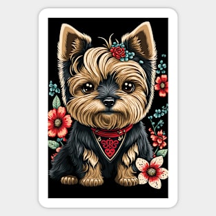 Super Cute Yorkshire Terrier Puppy Portrait Sticker